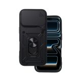 SILIKONSKI OVITEK ARMOR RING Z ZAŠČITO KAMERE ZA IPHONE 17 PRO - ČRN