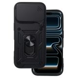 SILIKONSKI OVITEK ARMOR RING Z ZAŠČITO KAMERE ZA IPHONE 17 PRO - ČRN