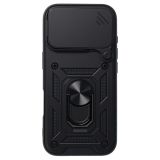 SILIKONSKI OVITEK ARMOR RING Z ZAŠČITO KAMERE ZA IPHONE 17 PRO - ČRN