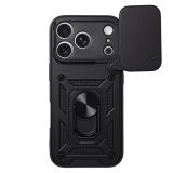 SILIKONSKI OVITEK ARMOR RING Z ZAŠČITO KAMERE ZA IPHONE 17 PRO - ČRN