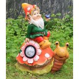 FIGURA, OKRASNA PALČEK NA POLŽU S SOLARNO SVETILKO VIŠ 29CM