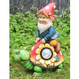 FIGURA, OKRASNA PALČEK NA ŽELVI S SOLARNO SVETILKO VIŠ 34 CM