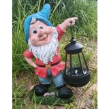 FIGURA, OKRASNA PALČEK S SOLARNO LANTERNO V RDEČEM VIŠ. 26 CM