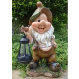 FIGURA, OKRASNA PALČEK S SOLARNO LANTERNO V RJAVEM VIŠ. 37 CM