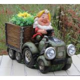 FIGURA, OKRASNA PALČEK V AVTU S SOLARNO SVETILKO VIŠ 16 CM