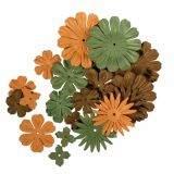 PAPIR, FILC, PENA, KREP RAYHER ROŽICE IZ PAPIRJA 24 KOS RJAVO ZELENI TONI