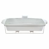 PEKAČ ALPEKS 41X24X7 CM BEL S POKROVOM NA KOVINSKEM PODSTAVKU