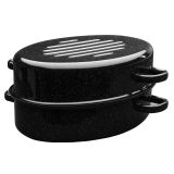 PEKAČ ENAMELIE 38X26.5X12 CM S POKROVOM EMAJLIRAN NAVADNI ROB