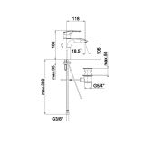 PIPA ZA UMIVALNIK UNITAS ELITE, STOJEČA E10, ZG. DEL SIFONA, KOTNI VENTILI