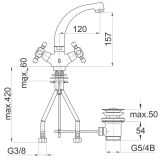 PIPA ZA UMIVALNIK UNITAS STIL STOJEČA KROM ZLATA DVOROČNA Z10