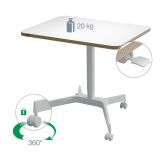 PISALNA MIZA LEITZ COSY-WOW ERGO 80X60CM DVIŽNA BELA NA KOLEŠČKIH