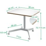 PISALNA MIZA LEITZ COSY-WOW ERGO 80X60CM DVIŽNA BELA NA KOLEŠČKIH