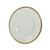 PLITVI KROŽNIK DECORIS 20.5 CM PROZOREN Z ZLATIM ROKOM, STEKLO