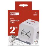 PODALJŠEK EMOS POLNILNA POSTAJA 2X ŠUKO 2X USB-A + 1X USB-C