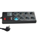 PODALJŠEK GSC 8X + STIKALO ČRN 1.4M 2XUSB