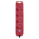 PODALJŠEK S STIKALOM EMOS 4 ŠUKO VTIČNICE 3M IP44 H07RN-F 3G1.5 RDEČ ČRN