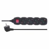 PODALJŠEK S STIKALOM EMOS 4 ŠUKO VTIČNICE 3M H05VV-F 3G1.0 PVC ČRN