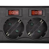 PODALJŠEK S STIKALOM ENTAC 6 SCHUKO VTIČNIC 1.5M S PRENAPET. ZAŠČITO ČRN