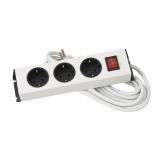 PODALJŠEK S STIKALOM EURO M 3 ŠUKO VTIČNICE 2M H05VV-F 3G1.5 PVC BELI