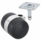 POHIŠTVENO KOLO DÖRNER + HELMER 45 MM PLOŠČA 38X38 MM DVOJNO, MEHKA TLA, ČRN