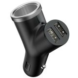 POLNILNIK ZA GSM BASEUS AVTO POLNILEC, 2XUSB BASEUS Y RAZDELILEC ČRN