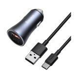 BASEUS AVTOPOLNILEC 1X TYPE C (20W) 1X USB A (20W) PD 40W QC 3.0 S KABLOM USB A - TYPE C 1M - ČRN