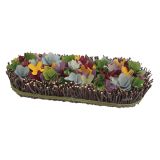 POMLADNA DEKORACIJA GLOSSTYLE NAMIZNA 43X15X8 CM Z LESENIMI ROŽAMI