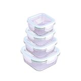 POSODA ZA SHRANJEVANJE STEUBER 370 ML STEKLENA KVADRATNA, PVC POKROV