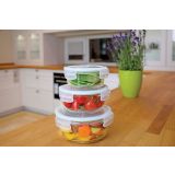 POSODA ZA SHRANJEVANJE STEUBER 400 ML STEKLENA OKROGLA, PVC POKROV