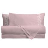 POSTELJNINA AMO LA CASA 140X200 CM, 60X80 CM, EMBOIDERY ROZA