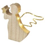 PRAZNIČNA FIGURA EMOS LED LESENI ANGEL 13 CM TOPLO BELA, ČASOVNIK