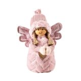 PRAZNIČNA FIGURA GLOSSTYLE DEKLICA 22 CM ROZA TEKSTILNA