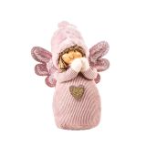 PRAZNIČNA FIGURA GLOSSTYLE DEKLICA 22 CM ROZA TEKSTILNA