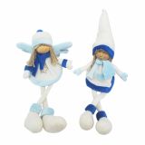 PRAZNIČNA FIGURA GLOSSTYLE DEKLICA TEKSTILNA 32 CM V MODRI BARVI