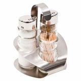 PRIBOR ZA ZAČIMBE 3 DELNI SET; SOL+POPER+ ZOBOT. V STOJALU