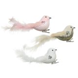 OKRASEK ZA JELKO PTIČ 18 CM BELA/ROZA/ZLATA SORT