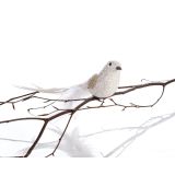 OKRASEK ZA JELKO GLOSSTYLE PTIČ 19 CM BEL