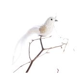 OKRASEK ZA JELKO GLOSSTYLE PTIČ 19 CM BEL