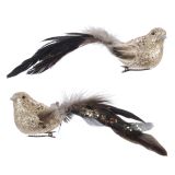 OKRASEK ZA JELKO PTIČ 19 CM KLIP ZLATA