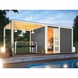 LESENA VRTNA HIŠKA KARIBU QUBIC 2 Z NADST.SIV 19MM 276X214X276X + 260X247 CM