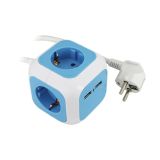 PODALJŠEK COMMEL 4 ŠUKO + 2 USB VTIČ 1.4M H05VV-F 3G1.5 BEL MODER