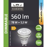 RAZNA LED ŽARNICA CASAYA ZATEM. REFL. GU10 5.5W 38 560LM 3000K