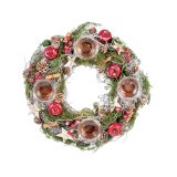 VENČEK GLOSSTYLE RDEČI ADVENTNI S 4 KOZARČKI PREMERA 32 CM