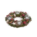 VENČEK GLOSSTYLE RDEČI ADVENTNI S 4 KOZARČKI PREMERA 32 CM