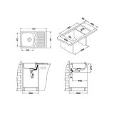 GRANITAL POMIVALNO KORITO ALVEUS RECORD 30, G91 CARBON 780X480 MM