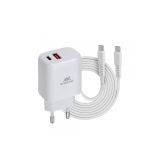 RIVACASE HIŠNI POLNILEC PS4192 WD4 QUICK CHARGE 20W VHOD TYPE C IN USB, TER S KABLOM TYPE C - ORIGINAL (EU BLISTER) BEL
