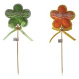 POMLADNA DEKORACIJA GLOSSTYLE ROŽA NA PIKU 35 CM RUMENA ALI ZELENA