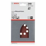 5-DELNI SET SAMOPRITRDILNIH BRUSNIH LISTOV BOSCH 100X160 MM K240 8 LUKENJ RDEČA BARVA ZA LES