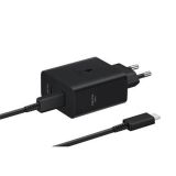 SAMSUNG DUAL USB-C HIŠNI POLNILEC 220V EP-T5020BE QC 50W + KABEL EP-DX510 TYPE C - ČRN (EU BLISTER)