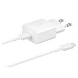 SAMSUNG HIŠNI POLNILEC FAST CHARGE EP-T1510XWE 15W PD + KABEL EP-DA705BWE TYPE C BEL - ORIGINAL - BULK